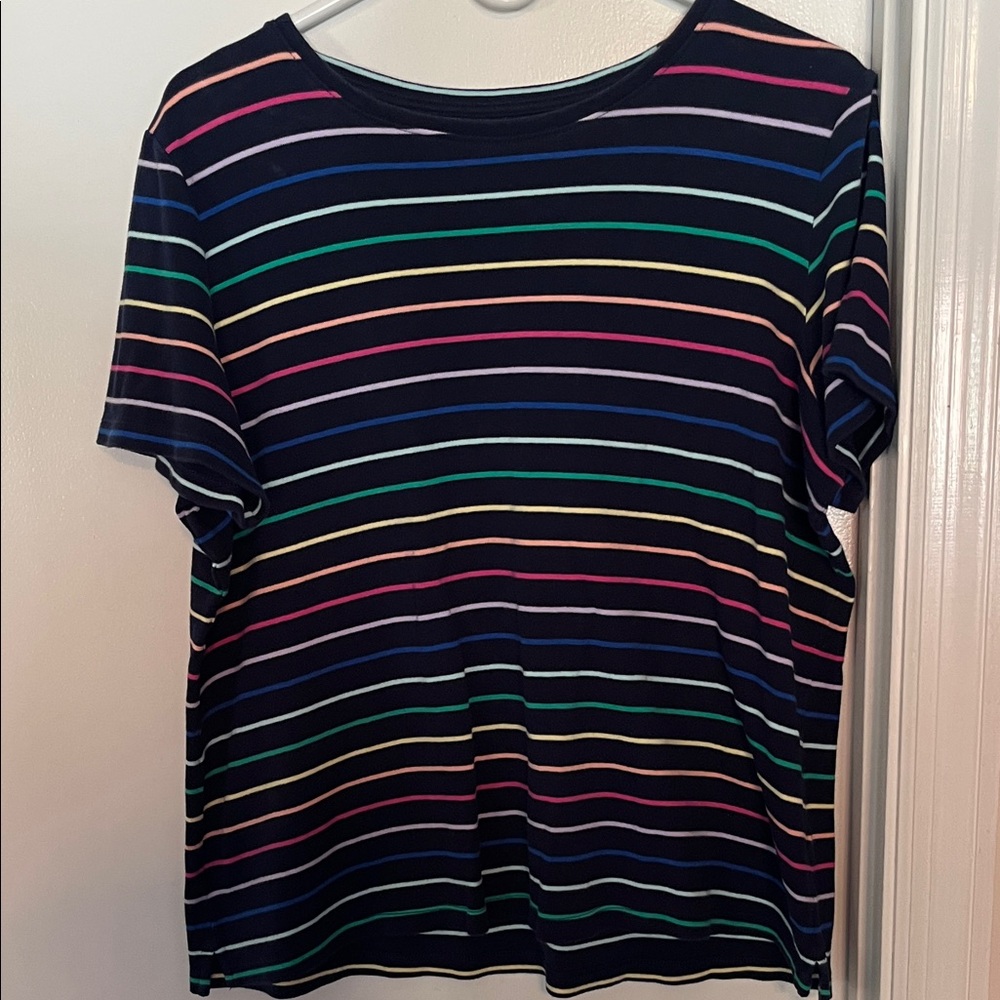 Kim Rogers Multicolor Striped Short Sleeve Tee